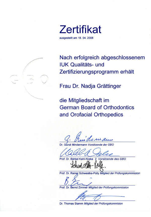 GBO Mitglied - German Board of Orthodontics